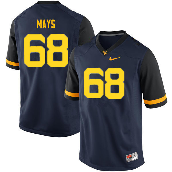 Men #68 Briason Mays West Virginia Mountaineers College Football Jerseys Sale-Navy